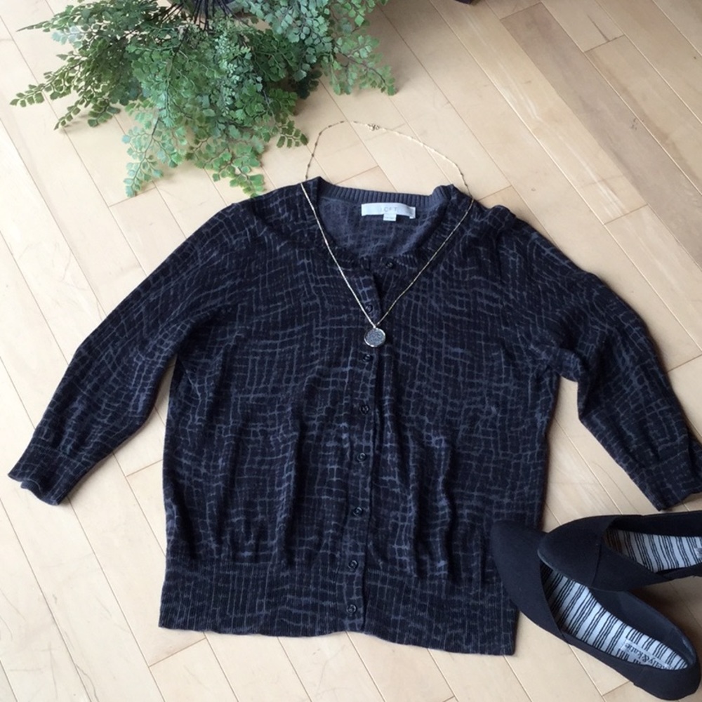 LOFT Black and Gray Cardigan